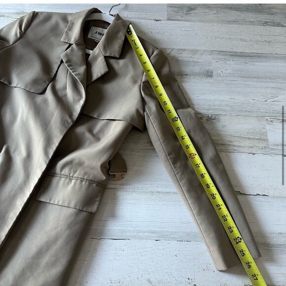 🍁 J. ING Contemporary Belted Blazer Jacket Trench Coat Relaxed Fit Tan XS - Picture 8 of 12